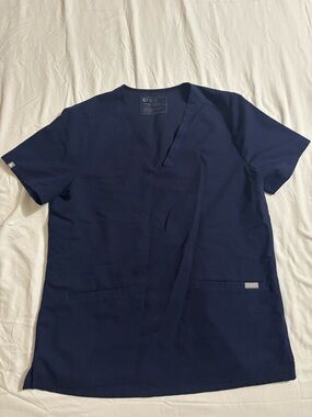 Figs V-Neck Scrub Top in Navy Blue